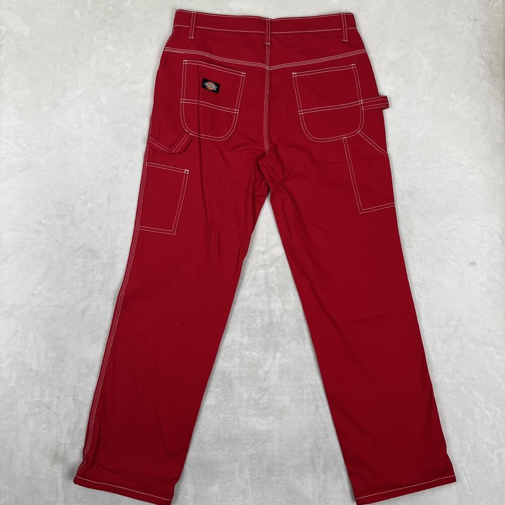 Dickies Carpenter Pants Womens 9/29 Red Twill White Stitching Workwear 29x32
